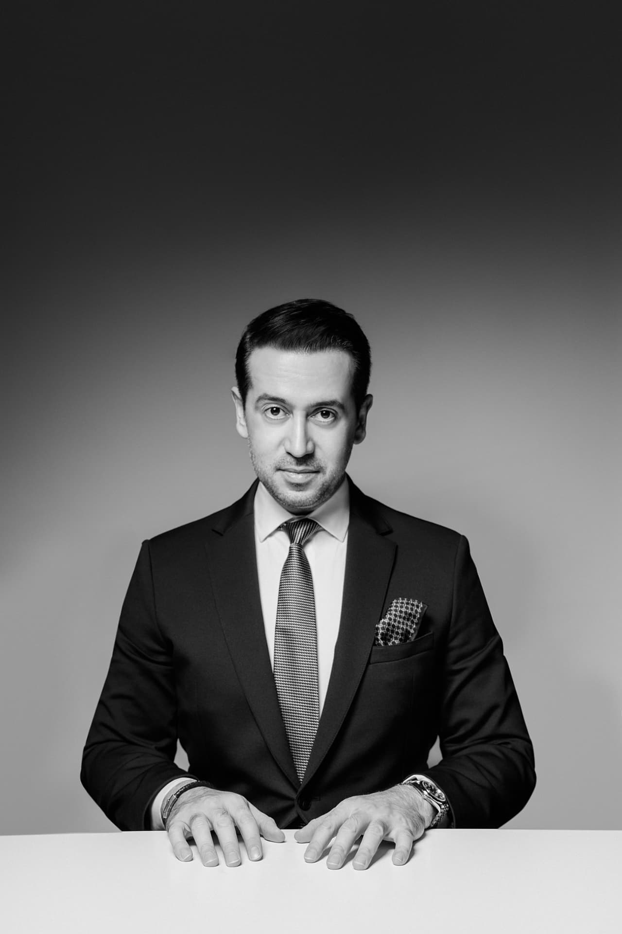 Murat Durak formal black and white portrait